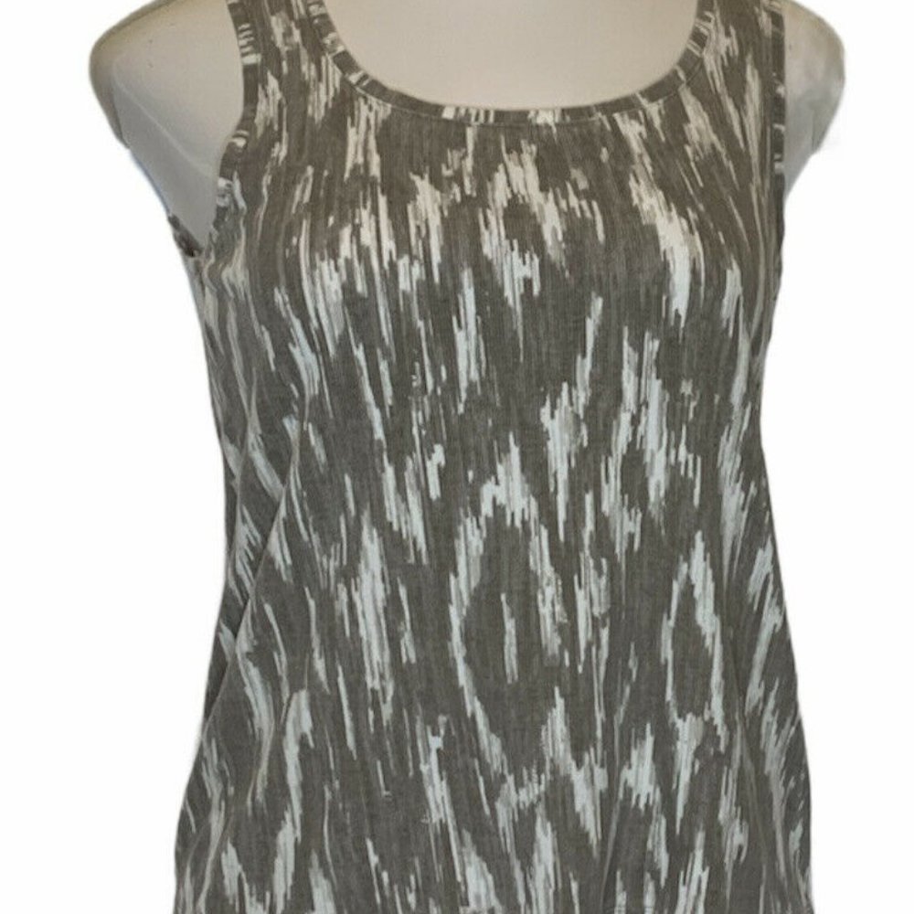 Chico's Tank Top: Tan and White Woman’s Top Size 2